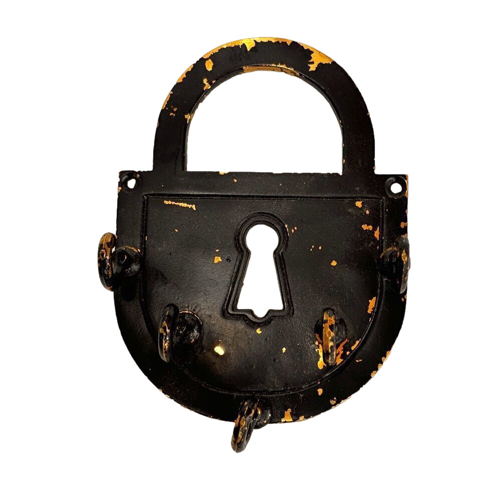 Brass Lock Shaped Key Hook, Vintage Brass Decor, Key Organizer